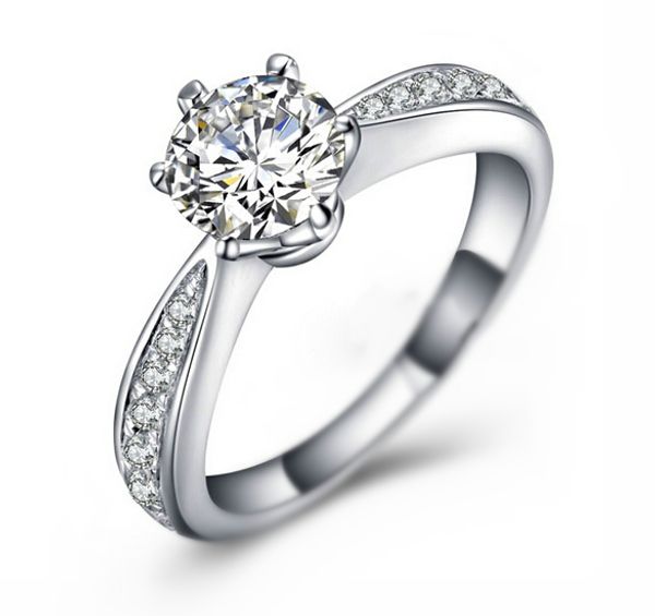 

pure silver 1 carat round cut сона имитация diamant свадьба обручальное кольцо s925 band (bb, Slivery;golden
