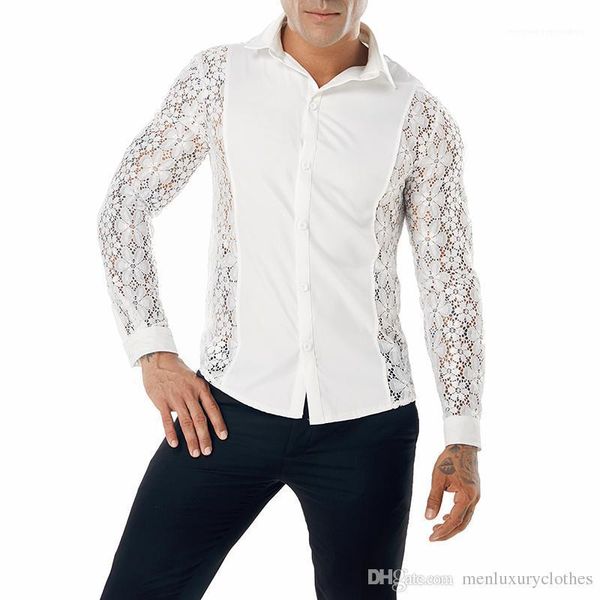 

long sleeved shirt lace fashion mens casual shirts designer male spring autumn, White;black
