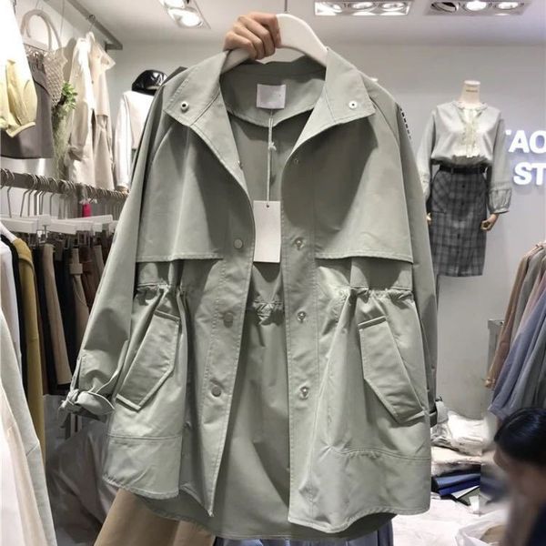 

windbreak coat jacket women long sleeve hooded coats pockets autumn casual basic jackets, Tan;black
