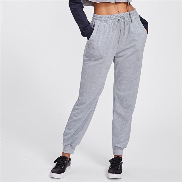 

pants women drawstring marled sweatpants grey casual mid waist womens fall trousers joggers women clothes long pants, Black;white