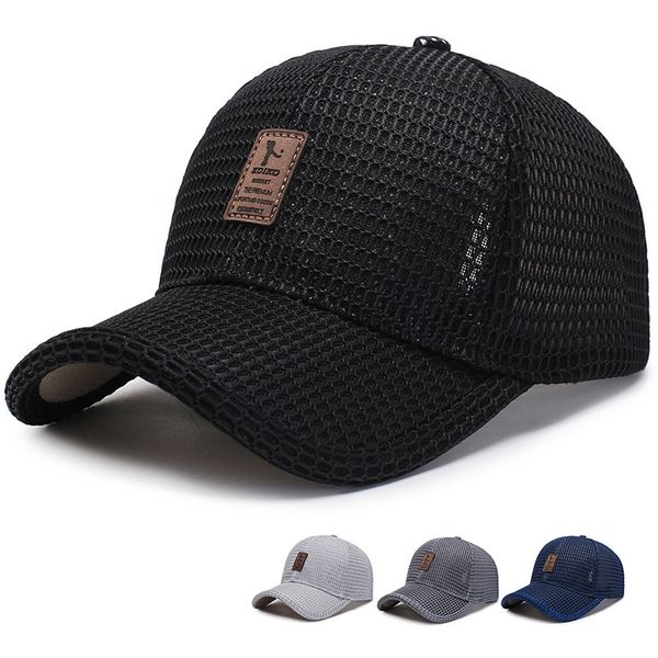 

new mesh baseball hat adjustable cotton breathable comfortable sunshade sun hat snapback caps, Blue;gray