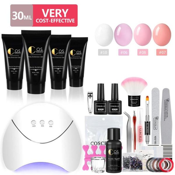 

coscelia 36w led lamp set for manicure kit 4 color builder 30ml extension gel set nail file tool nail extension for manicure