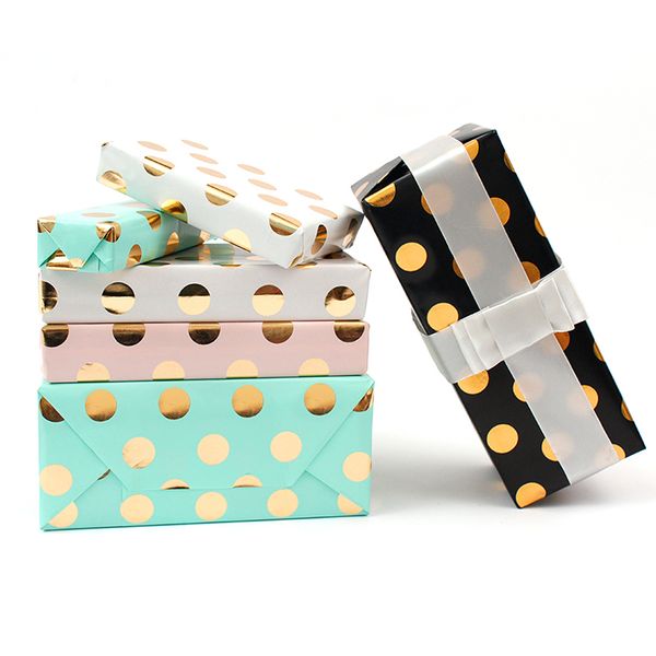 

flat sheet 50 x 70cm wrapping paper gold or silver tamp dots pattern with solid pantone color print for everyday occasions