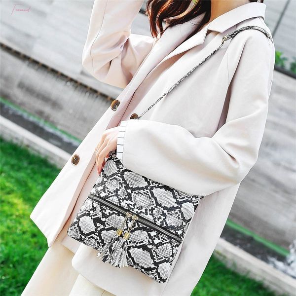 

women envelope snake print bag handbags lady female fashion evening serpentine pu leather shoulder bag p