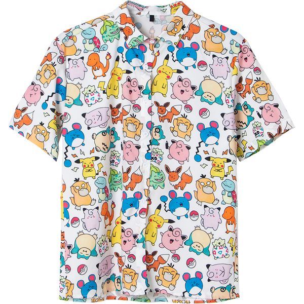 

new summer shirts women harajuku cartoon shirts loose graffiti printed vintage small animal long sleeve female, White