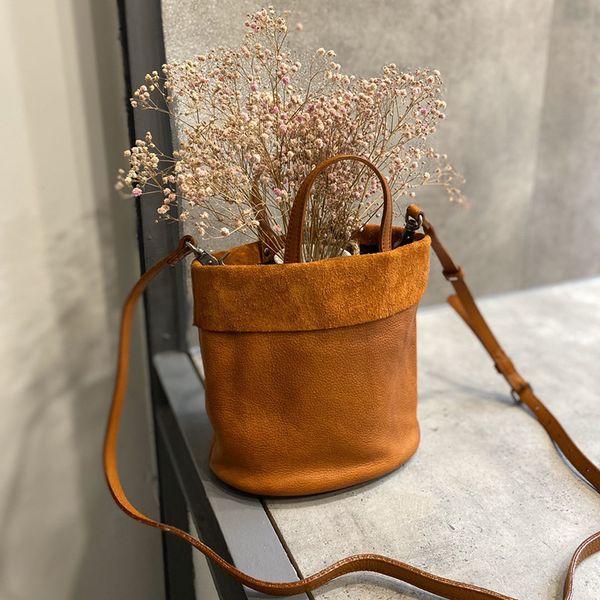 

retro artistic women's hand-made leather tote bag shoulder messenger bag washed vegetable tanned leather