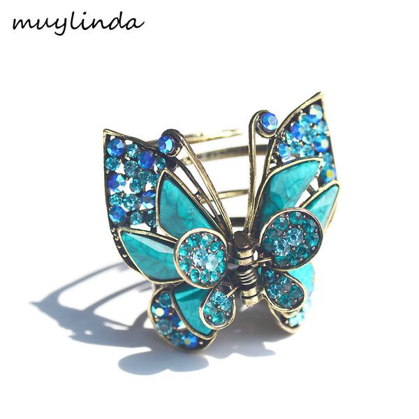 

muylinda butterfly hair clip vintage rhinestone hair claw crab women banquet party hair accessories jewelry, White;golden