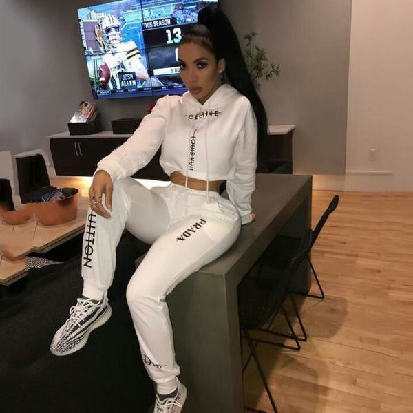 

womens hooded casual solid color fashion suit two-piece street trend hip-hop points 2019 autumn clothing size s-xl 11, Gray