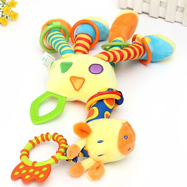 

37cm cute baby newborns bed stroller hanging toys teether baby rattle toy plush giraffe pram toys early education boy girl kids t200429