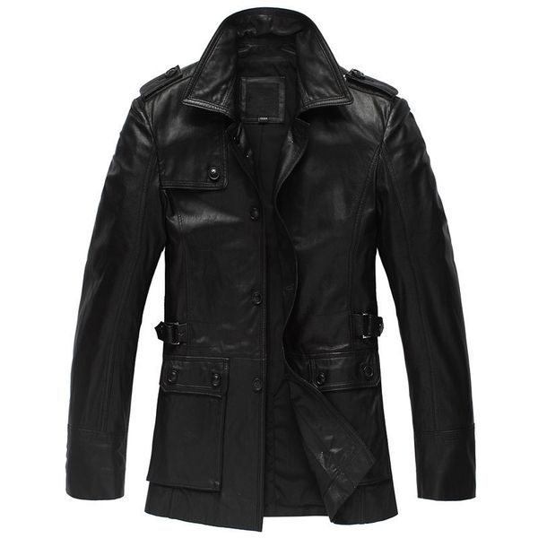 

leather real goatskin genuine coat autumn winter men streetwear windbreaker jacket chaqueta hombre 7922 my2625, Black