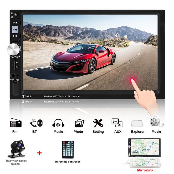 

2 din car radio 2din autoradio 7 inch touch screen auto audio player car stereo 12v bluetooth usb sd mp5 rear view camera 7080b