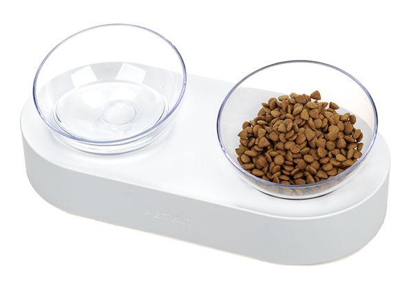 

15 degree adjustable pet cat bowl dish one dual port oblique kitten drinking fountain dog water dispenser feeder utensils