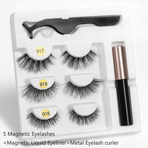 

40# beauty 3pairs 3d magnetic false eyelashes with waterproof liquid eyeliner tweezers eye cosmetics