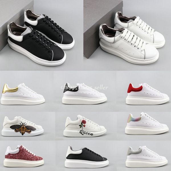 

2020 queens designer athletic shoes balck red white fashion luxury men women sneakers casual leather shoes runner trainers sport shoes, White;red
