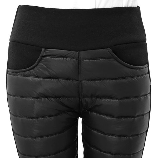 

down thicken cotton winter warm pants women elastic waist ladies skinny trousers womens casual leggings outwear female pants, Black;white
