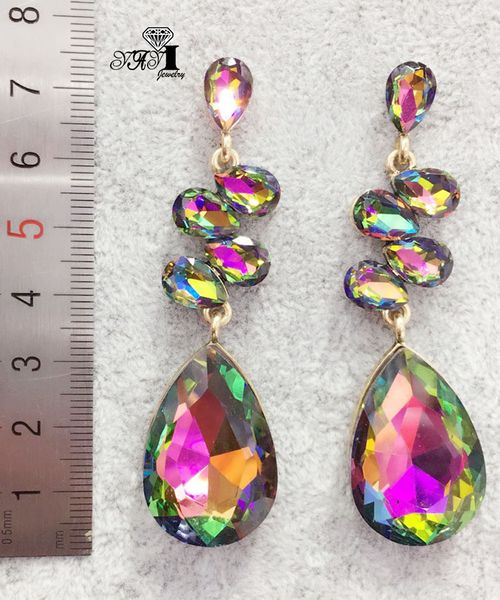 

yayi jewelry fashion multi glass rhinestone dangle crystal earring women's fashion ancient gold color gem earrings gift, Silver