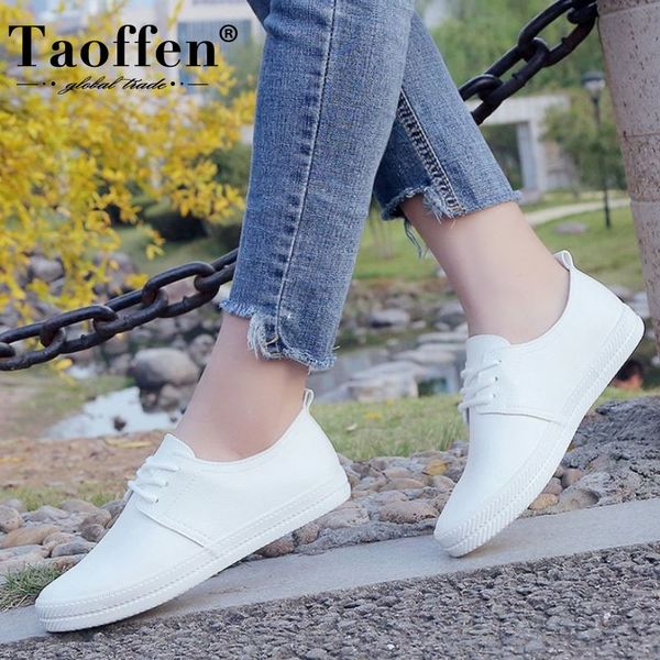 

taoffen women sneakers vulcanized shoes lace up round toe casual women shoes fashion women shoes footwear size 35-40 y200424, Black
