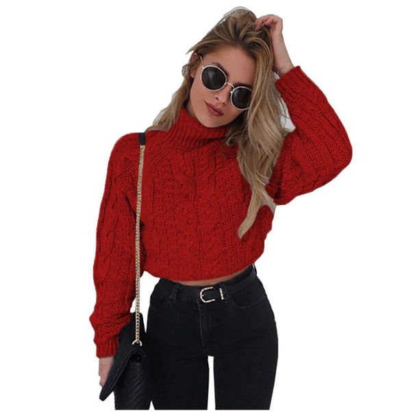 

women new cropped sweaters winter warm casual pullovers long sleeve turtleneck laides sweater loose pulover feminino, White;black