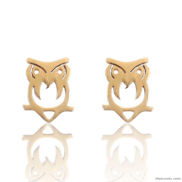 

Tiny Owl Delicate Stud Earrings Simple Stainless Steel Earrings For Girl Fashion Jewelry Wholesale Free Shipping E0115