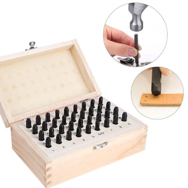 

lber 36pcs/set stainless steel letter number punch set leather wood craft stamp tool kit leather craft stamp