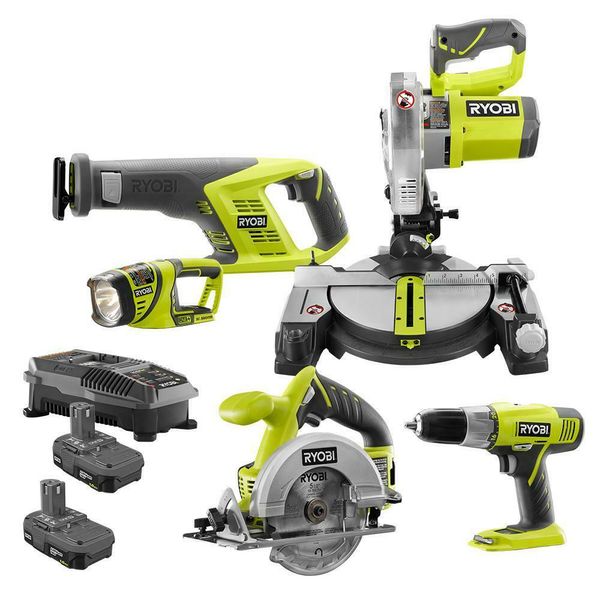 

18 volt one lithium ion cordle 5 tool combo kit with 2 1 5 ah batterie and