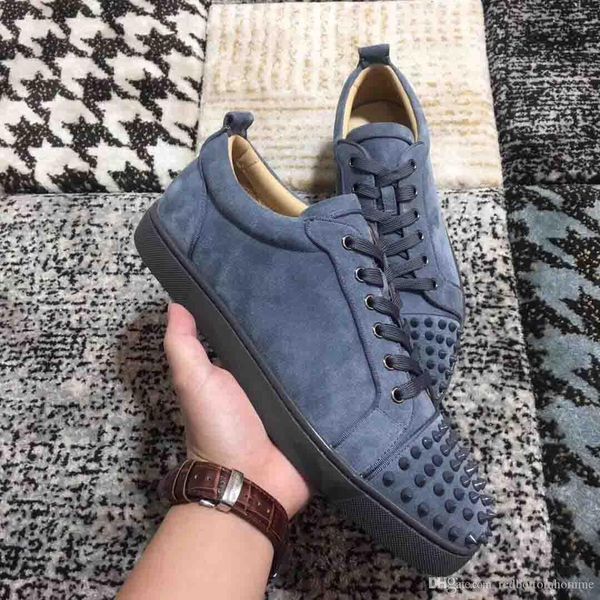 

italy brand red bottom design lovers shoes black suede spiked leather sneakers shoes ,luxury suede spike crystal leather sport sneaker