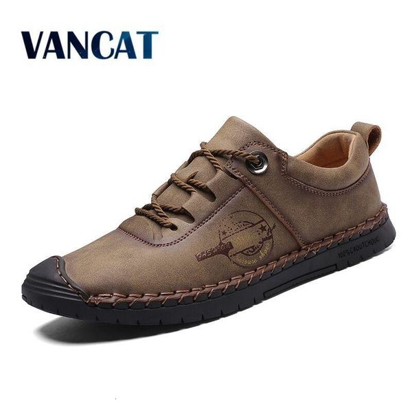 

vancat new split leather men casual обувь мода высокое качество вождения мокасины скольжения на бездельников мужчины плоские ботинки мужчины
