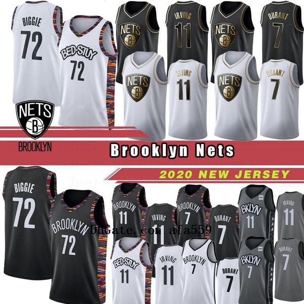 

kevin 7 durant mens new brooklyn nba nets 2020 kyrie #11 irving biggie 72 small city spencer 8 dinwiddie edition basketball jerseys, Black;red