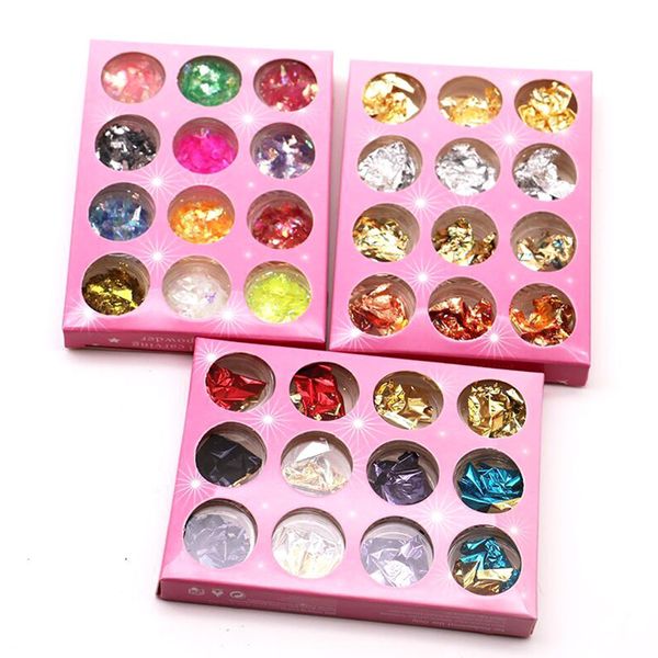 

36pcs aluminum nail art foils double side colorful irregular foils sticker glitter flakes diy manicure decorations