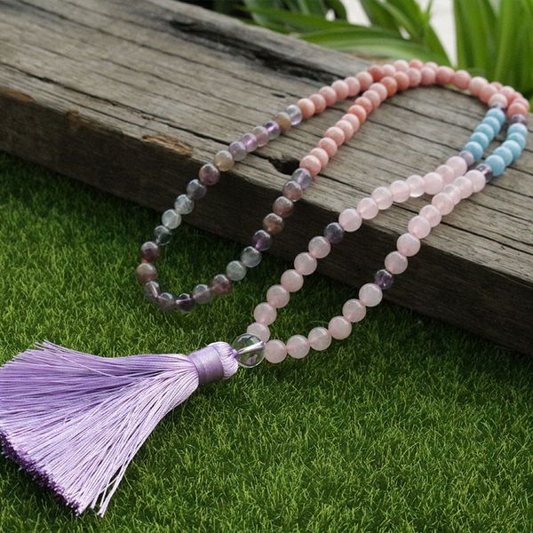 

8mm sunstone and rose quartz mala beads necklace, bring sun warm power japamala, 108 bead mala, mala jewelry, prayer beads, Silver