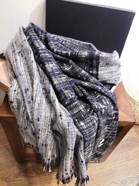 

2019 winter new thick cashmere blended texture scarf 8250103, Blue;gray