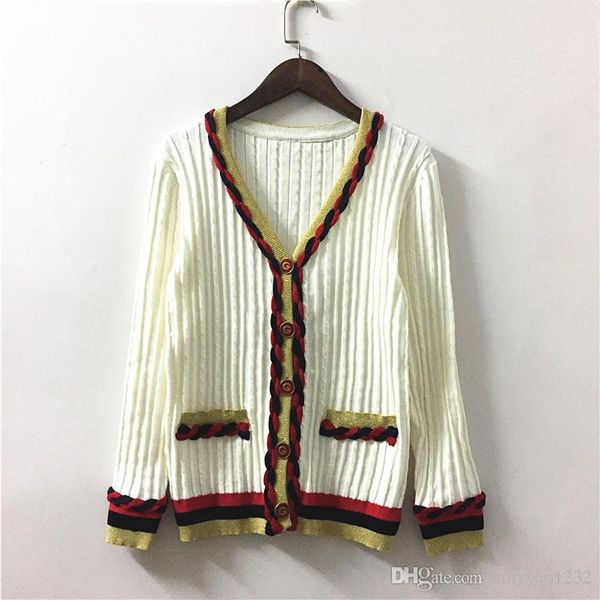 

118 2019 spring brand same style sweater panelled long sleever v neck print luxury sweater cardigan panelled prom fashion renjie, White;black
