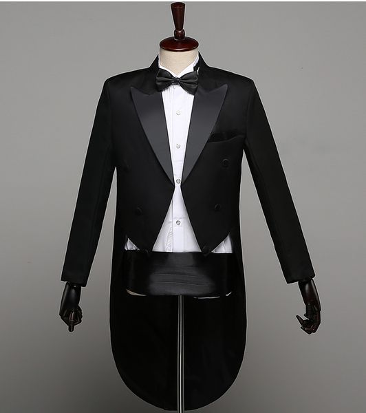 

tuxedo dress xs-xl men classic black shiny lapel tail coat tuxedo wedding groom stage singer 2-piece suits dress coat tails, White;black