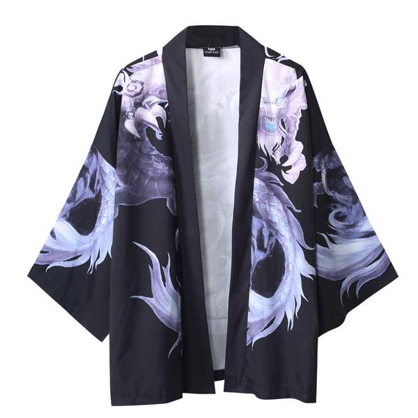 

mens and womens cloak jacke blouse summer japanese five point sleeves kimono, Tan;black