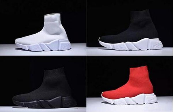 

luxury paris designer sock shoes speed trainers stretch knit mid black white brand fashion breathable casual shoes for men women size 46