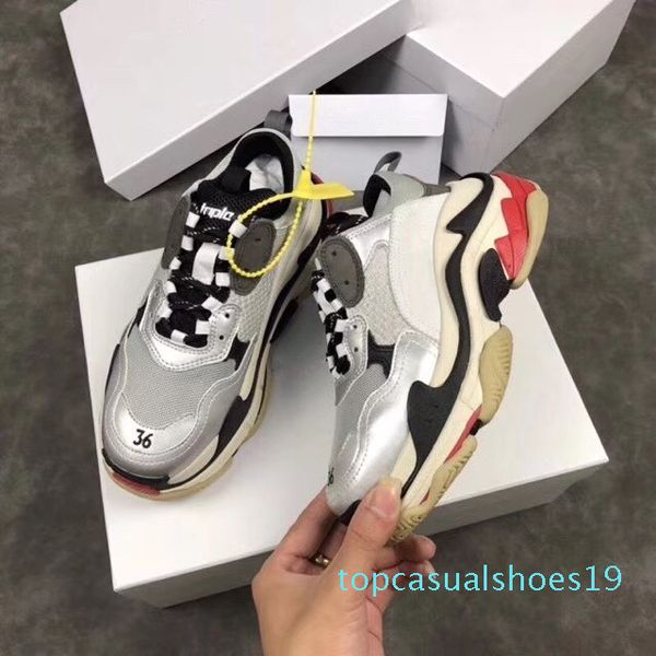 

with extra lace mens casual shoes discount comfortable triple s casual sneakers women fashion athletic sport shoe walking outdoor t19, Black