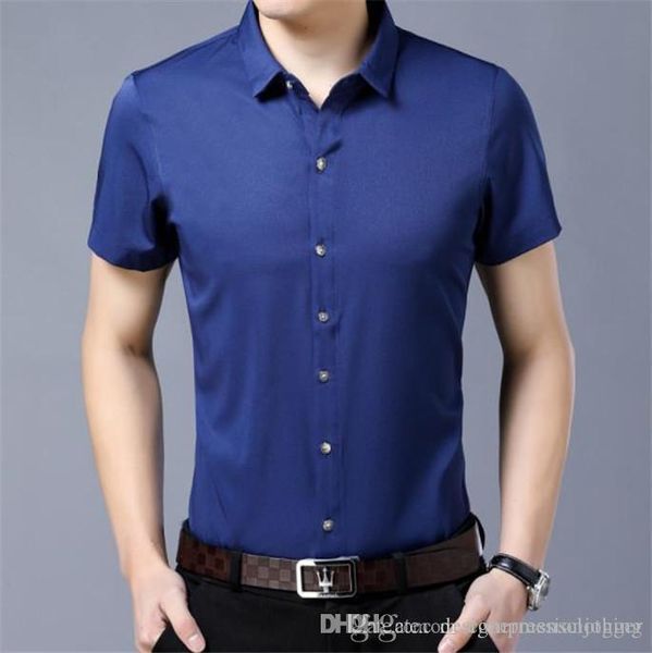 

сплошные цвета тонкий мужские рубашки платья бизнеса с коротким рукавом отложным воротником повседневные мужские рубашки, White;black