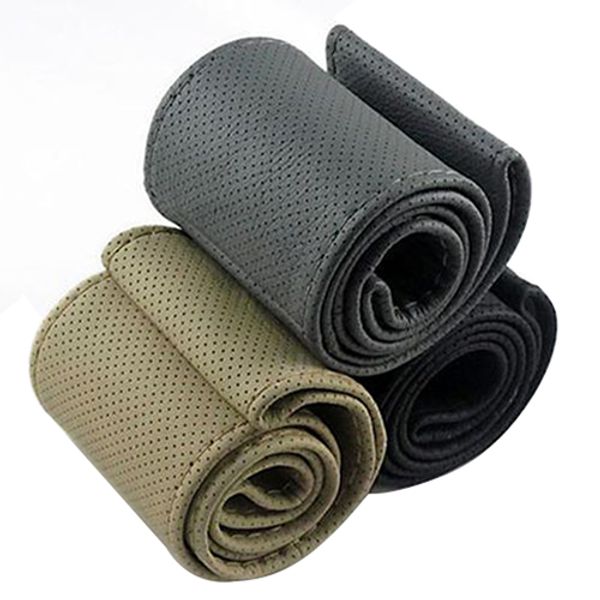 

new trendy diy soft faux leather car auto steering wheel cover with needle and thread