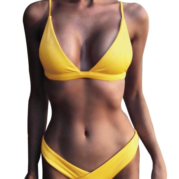 Lefeel Solido costume da bagno brasiliano donna micro bikini nuovo bikini a vita bassa set costume da bagno sexy costume da bagno estivo beachwear biquini