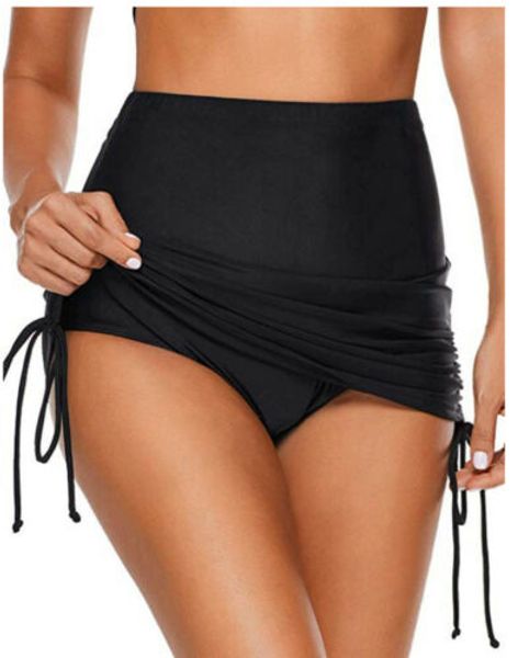 

women beach high waist casual bathing hem drawstring swimming skirt