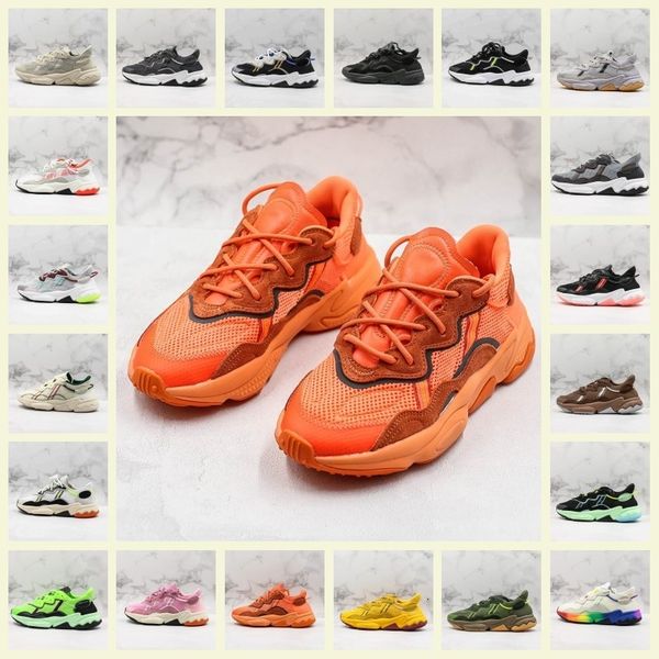 

pride 3m reflective xeno ozweego for men women casual shoes neon green solar yellow halloween tones core black trainer sports sneakers