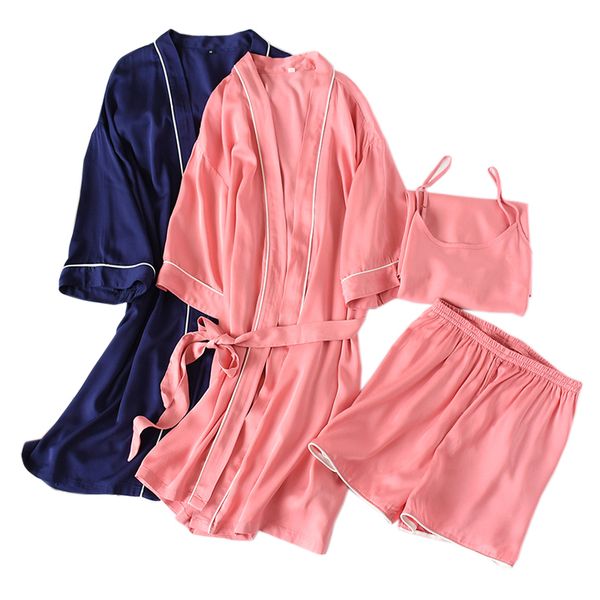 

lovers satins silk spaghetti straps robe sets women sleepwear pajamas sets korea fashion robe pants for men couple sleepwear, Black;red