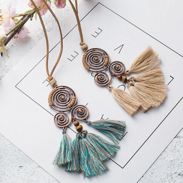 

women bohemia style sweater chain tassel long statement necklace female fashion boho ethnic jewelry long dresses shirt decor, Silver