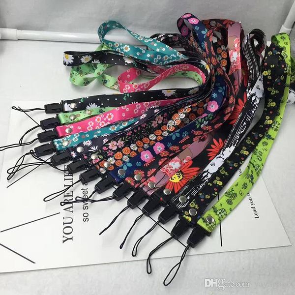 

wholesale 5pcs new show certificate lanyard small floral mobile phone pendant lanyard small fresh floral universal lanyard e282