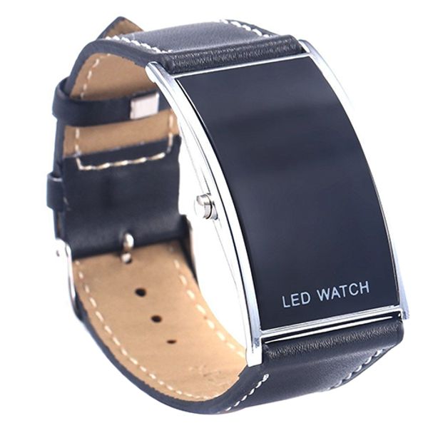 

popular arch bridge style men's women's led watches digital date faux leather strap wrist watches, Slivery;brown