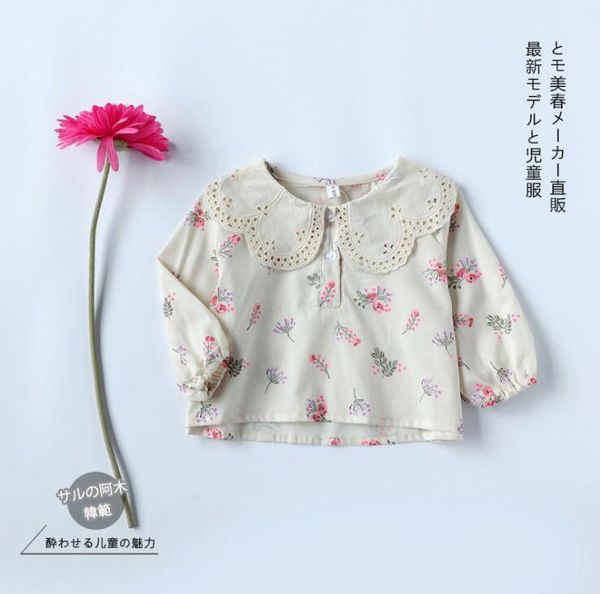 

ins lace collar baby kids toddler girls cute flower print blouse infant shirts clothes bebes children shirt bebes clothing, White;black