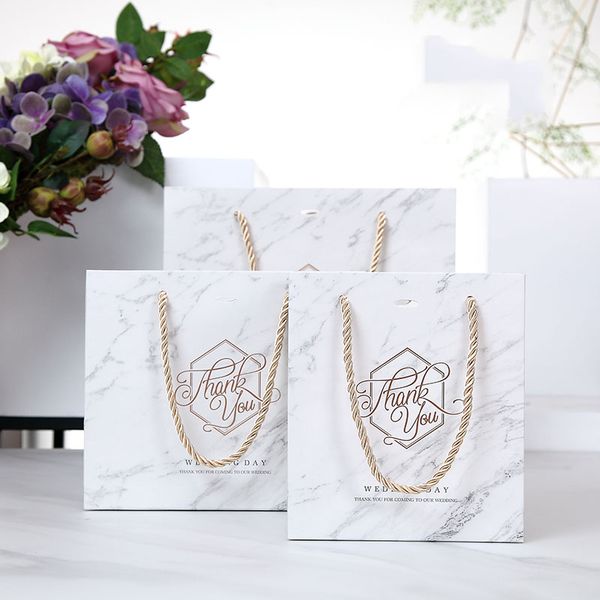 

5pcs marble style paper gift bags with handles thank you wedding favors for guests gift box packaging party supplies