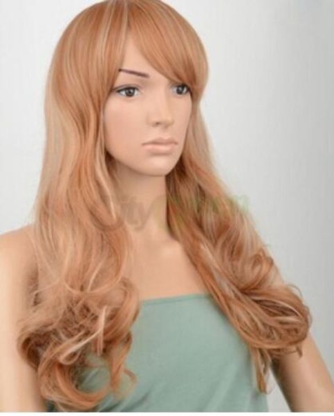 Women Girls Fashion 21 65curly Long Hair Wig Light Brown Mix