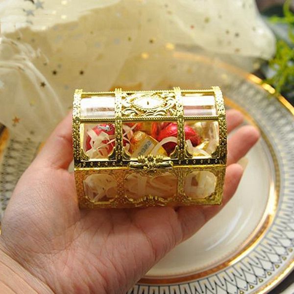 

20шт top grade большого размер treasure box gold прозрачной пластиковая свадебный подарок коробка baby shower candy box ювелирный box