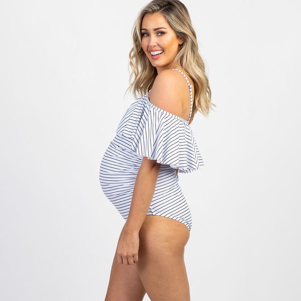 

ins взрыв модели в европе и америке цветочный принт one-piece maternity бикини печатные сборки дизайн беременные матери swimsuit продажа, White;black